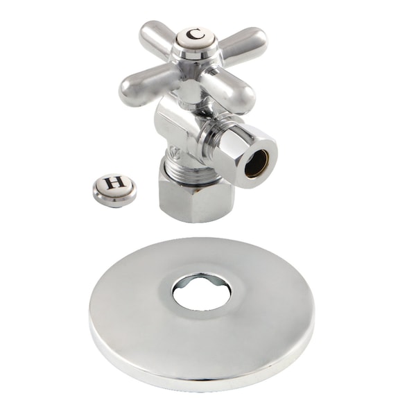 Kingston Brass CC53301XK 5/8-Inch X 3/8-Inch OD Comp Quarter-Turn Angle Stop Valve with Flange, Polished Chrome CC53301XK - main